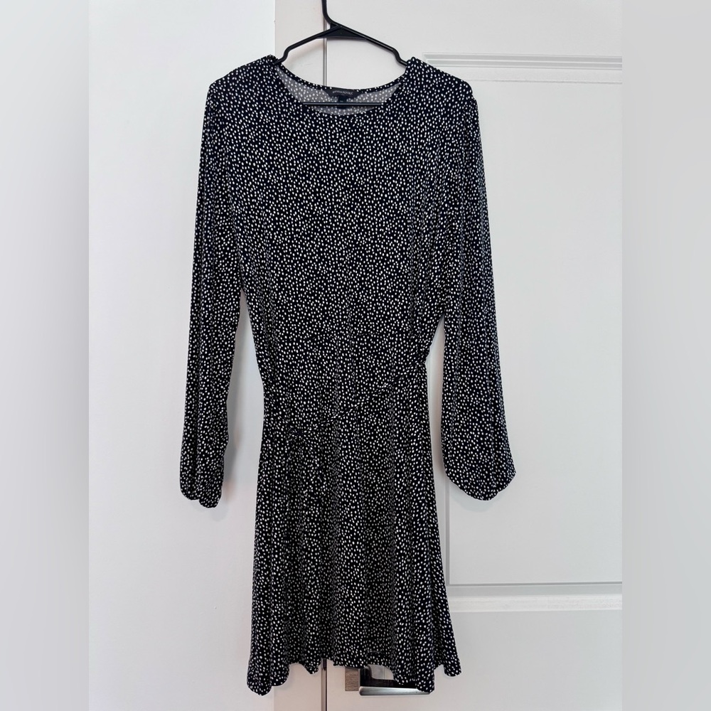 Banana Republic Black Dress with White Polka Dot Print - Long Sleeve